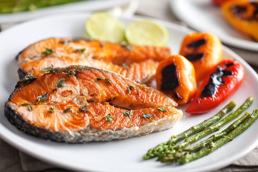 Grilled Fish, Seafood, Peppers - Resolution: HD wallpaper