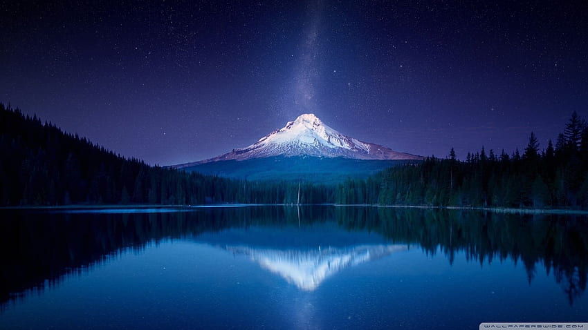 Amazing Mountain Milky Way by Yakub Nihat Mount Hood in Trillium HD wallpaper