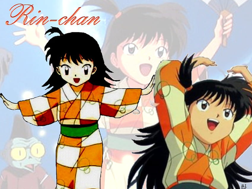 Rin~Chan, jauken, anime, rin, checkerd robe, bubbles HD wallpaper
