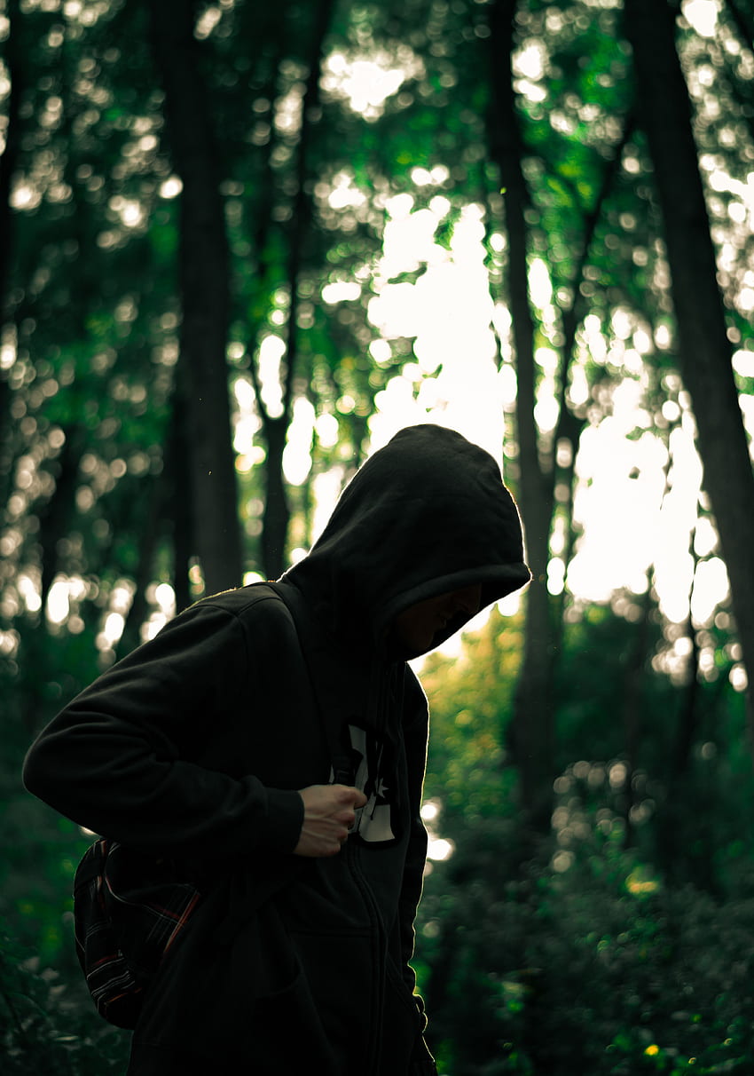 Forest, Human, Person, Anonymous, Hood HD phone wallpaper