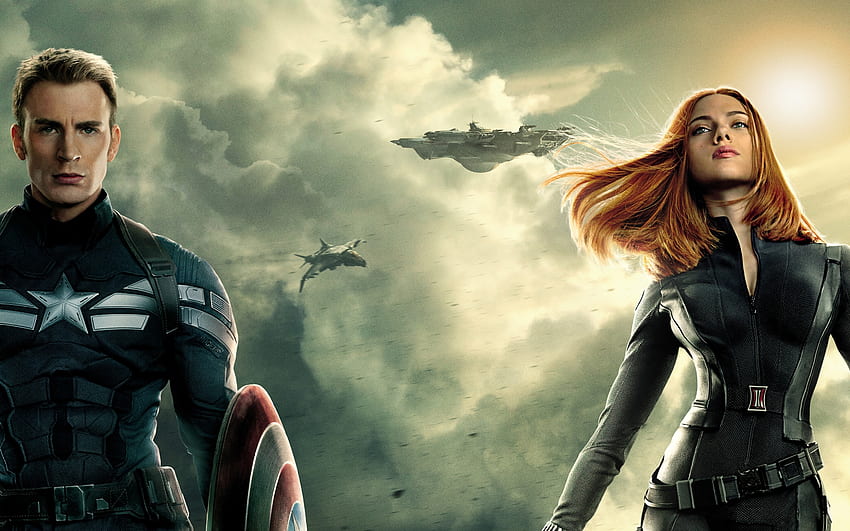 Captain America: The Winter Soldier (2014), Scarlett Johansson, poster, girl, actress, black widow, woman, Chris Evans, fantasy, comics, movie, actor, captain america HD wallpaper