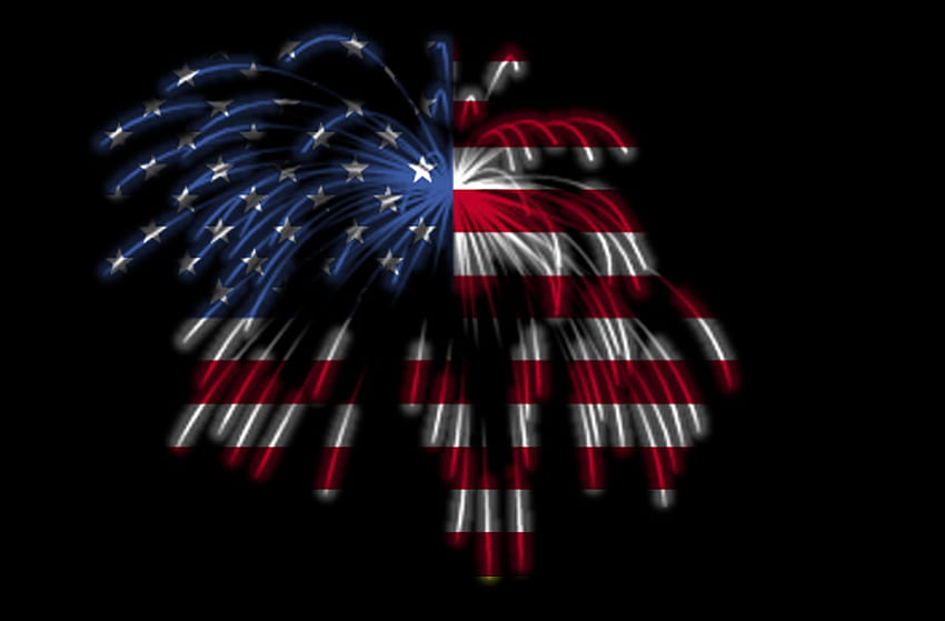 행복한 7월 4일! 불꽃놀이의 미국 국기. 페이지 HD 월페이퍼