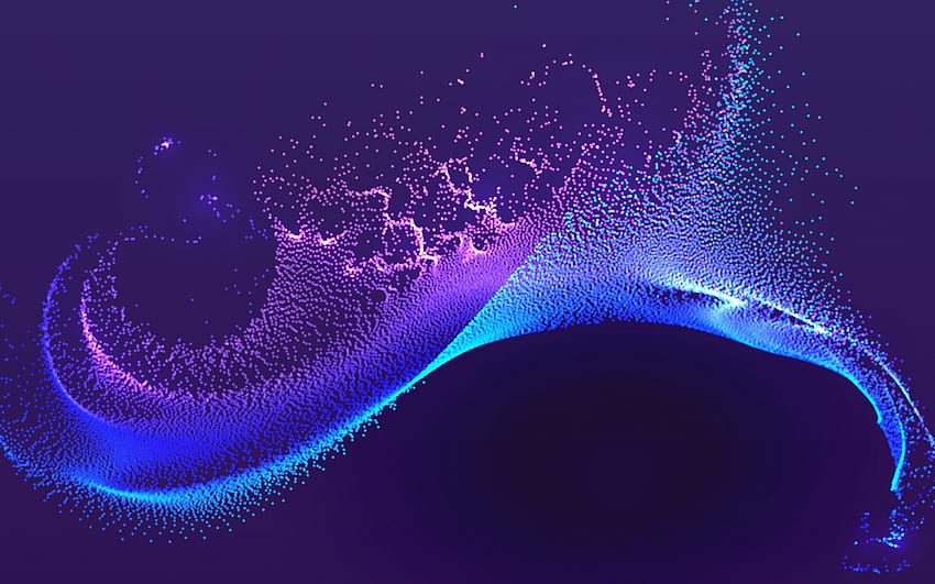 blue 3D waves, , geometric shapes, 3D art, creative, violet abstract backgrounds, abstract waves, background with waves HD wallpaper