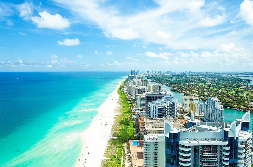 kody vice, ocean, Floryda, plaża, lato, Miami City Tapeta HD