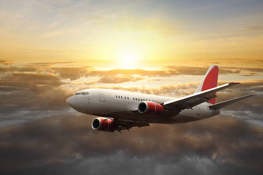 Реклама на летящ самолет, слънце. Самолет, Съвети за пътуване със самолет, Самолет HD тапет