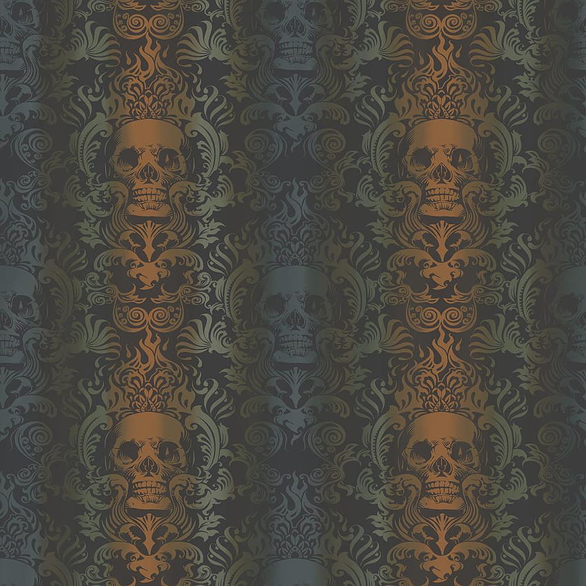 Skull Damask Fabric Wallpaper and Home Decor  Spoonflower