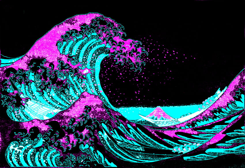 Great Wave Off Kanagawa - Vaporwave คลื่นยักษ์ วอลล์เปเปอร์ HD