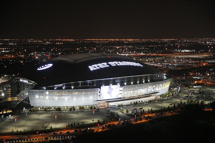 Новите светлини на покрива на стадион AT&T. Тексаски футбол, стадион Каубойс, стадиони на НФЛ HD тапет