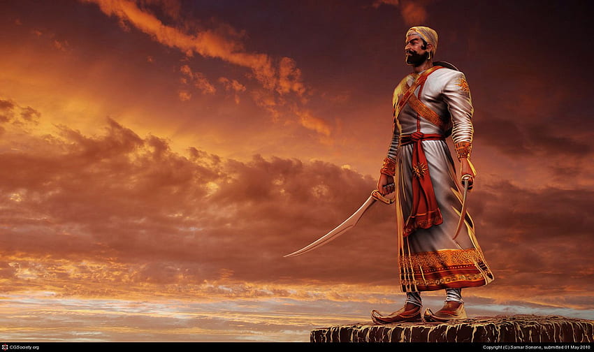 Sambhaji - Warrior Maratha King por Samar Sonone. 3D, guerreiro indiano papel de parede HD