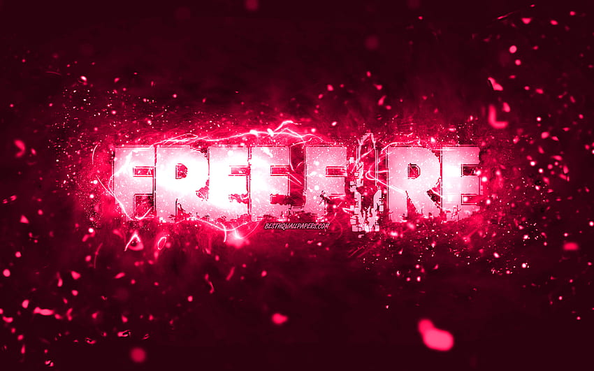 Розово лого на Garena Fire, , розови неонови светлини, творчески, розов абстрактен фон, лого на Garena Fire, онлайн игри, лого на Fire, Garena Fire HD тапет