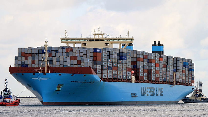Maersk Mc Kinney Moller, Größtes Containerschiff, Daewoo Schiffbau- und Schiffstechnik-Tablet, Laptop-Hintergrund, Schifffahrt HD-Hintergrundbild