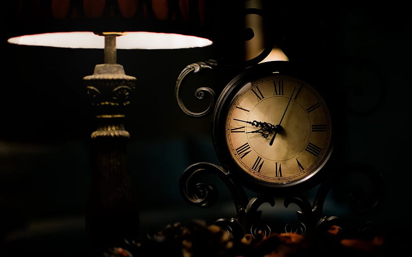 Стар часовник, време, античен часовник, антична лампа за с резолюция . Високо качество HD тапет
