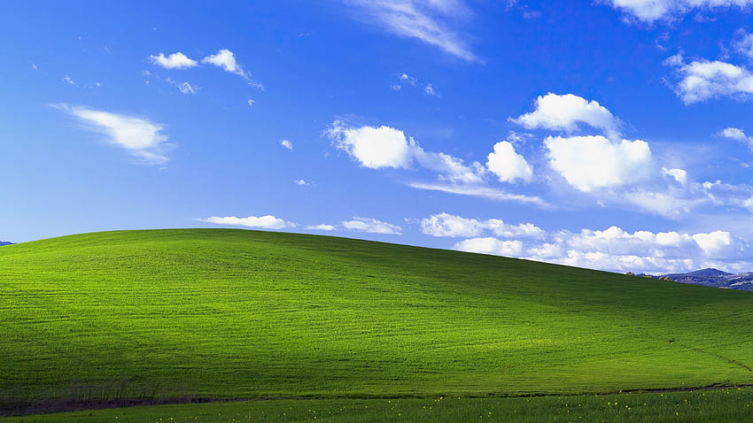 Windows XP, Lager, Microsoft, grüne Hügel, Landschaft, sonniger Tag, klassisch HD-Hintergrundbild