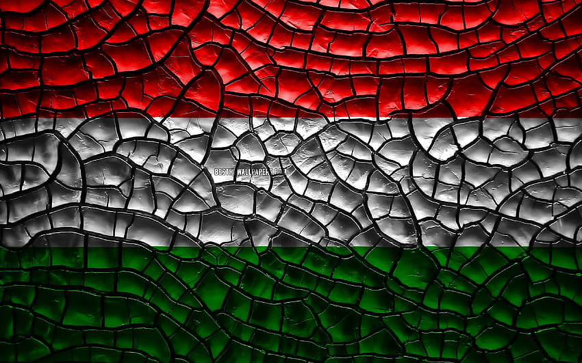 Flag of Hungary, , cracked soil, Europe, Hungarian flag, 3D art, Hungary, European countries, national symbols, Hungary 3D flag for with resolution . High Quality HD wallpaper