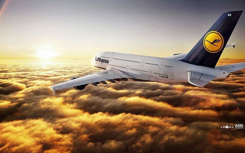 A380-Airbus, airbus, nuvens, aeronaves, comercial papel de parede HD