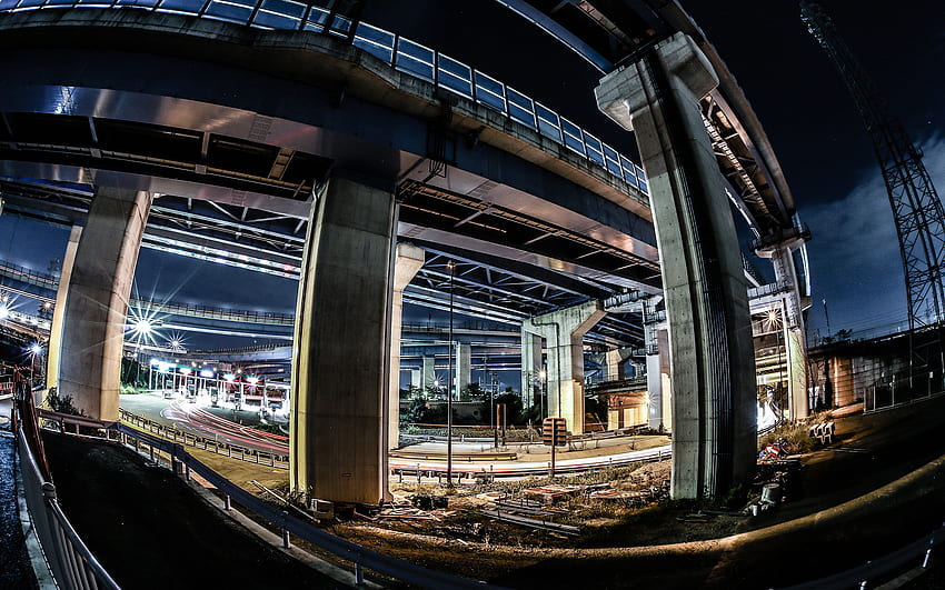 overpass, Fisheye / and Mobile Background HD wallpaper