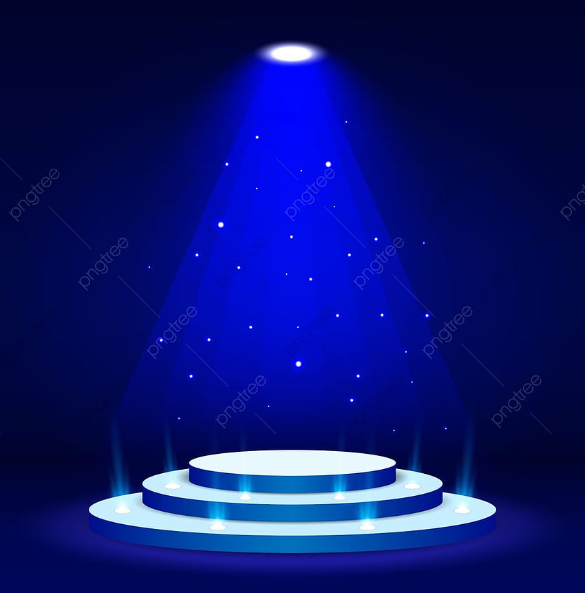 Ilustração vetorial de cena iluminada de foco de pódio de palco azul, azul, pano de fundo, viga PNG e vetor com fundo transparente para 2020. Fundo de amor, ilustração vetorial, jogos Papel de parede de celular HD