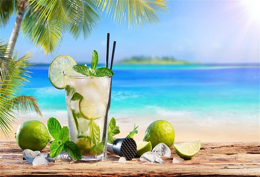CS ft per succo di limone su spiaggia tropicale in grafia Vacanze estive Fetta di limone Bere Mare Oceano Piacevole vacanza Tour Relax Resort Studio Puntelli Vinile: Elettronica Sfondo HD