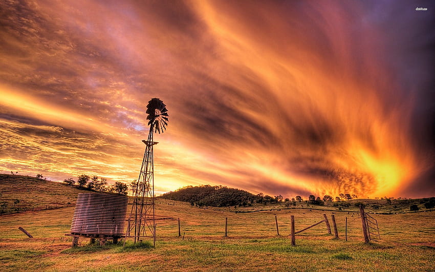 Amazing Red Sunset, Australia Sunset HD wallpaper