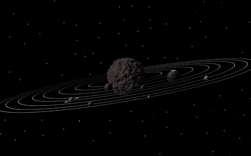 3D Solar System Dark Space Art Minimal, Minimalist 태양계 HD 월페이퍼