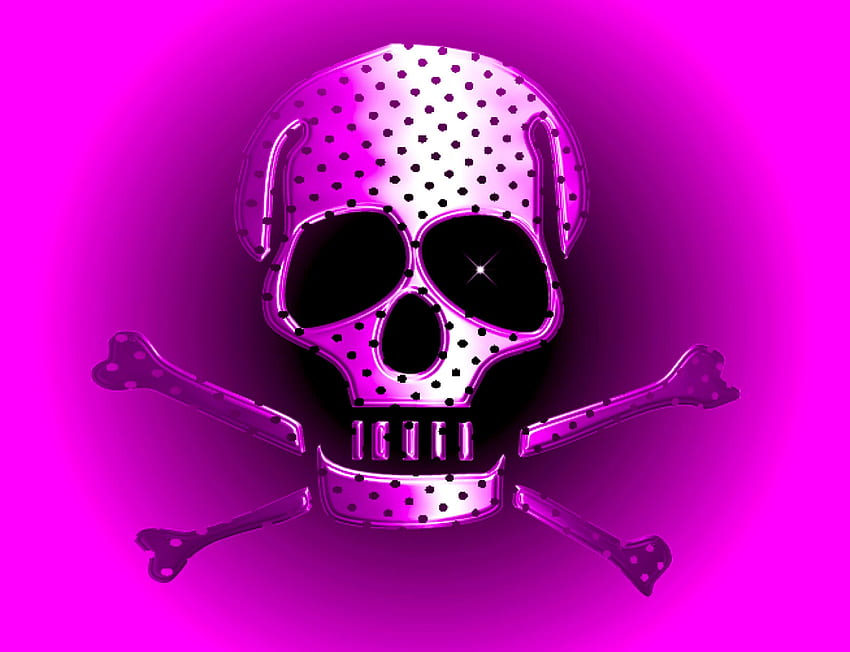 SKULLY GIRL, pink, bones, black, pirate, polka dot, skull, crossbones ...