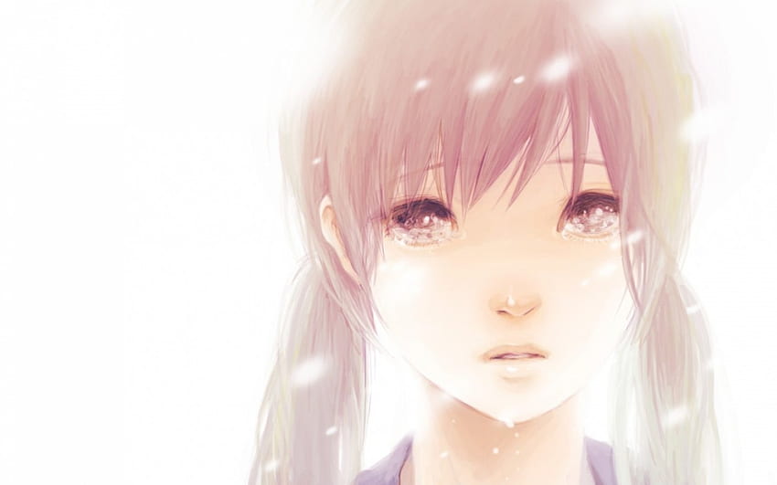 Hatsune Miku, arte, chorar, lágrimas, menina, beleza, rosa, anime, cabelo, manga papel de parede HD