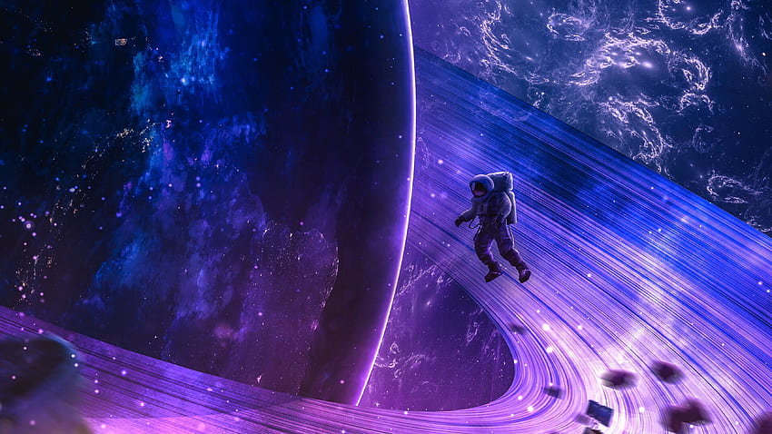Astronaute près de l'anneau planétaire, de l'espace, et de l'arrière-plan, astronaute Fond d'écran HD