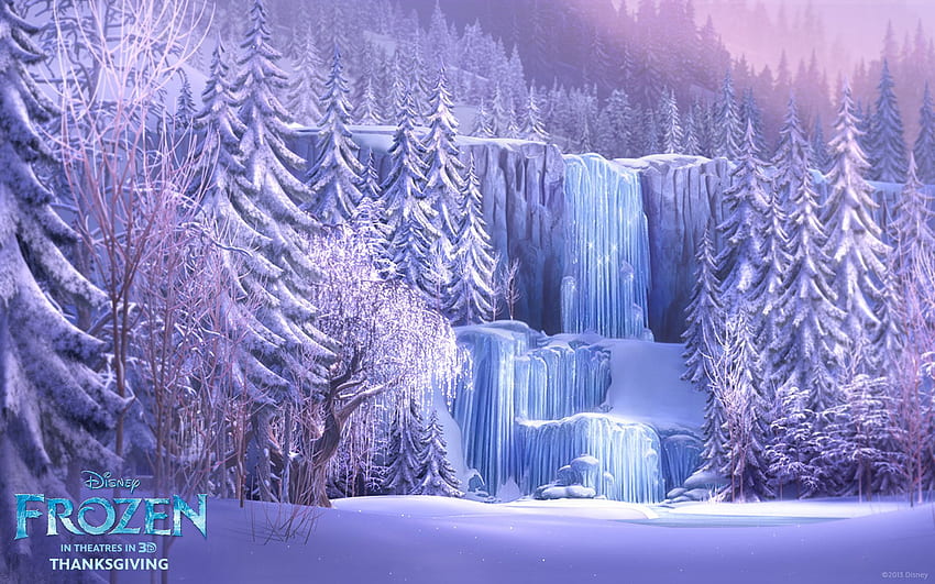 น้ำตกน้ำแข็ง จาก Disney's Frozen โฟรเซ่น พื้นหลังโฟรเซ่น โฟรเซ่น ดิสนีย์วินเทอร์ วอลล์เปเปอร์ HD