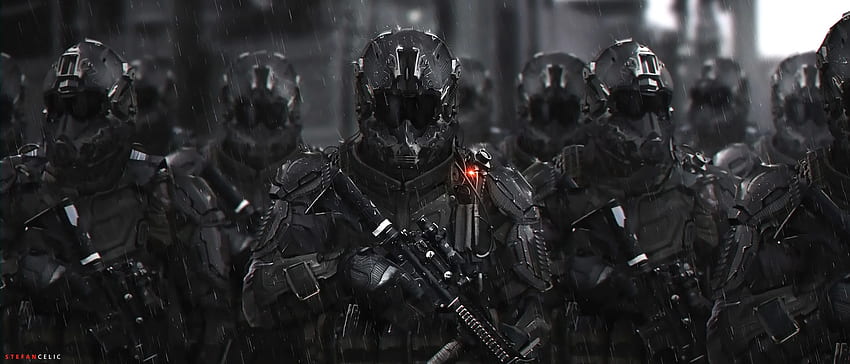 Arma de soldado militar futurista de armadura - Resolución: fondo de pantalla