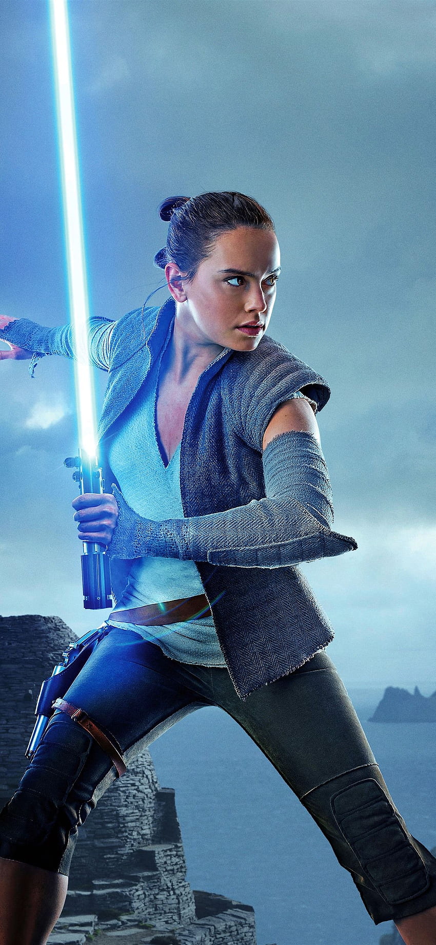Star Wars: The Last Jedi, girl, laser sword iPhone 11, Rey Star Wars HD phone wallpaper