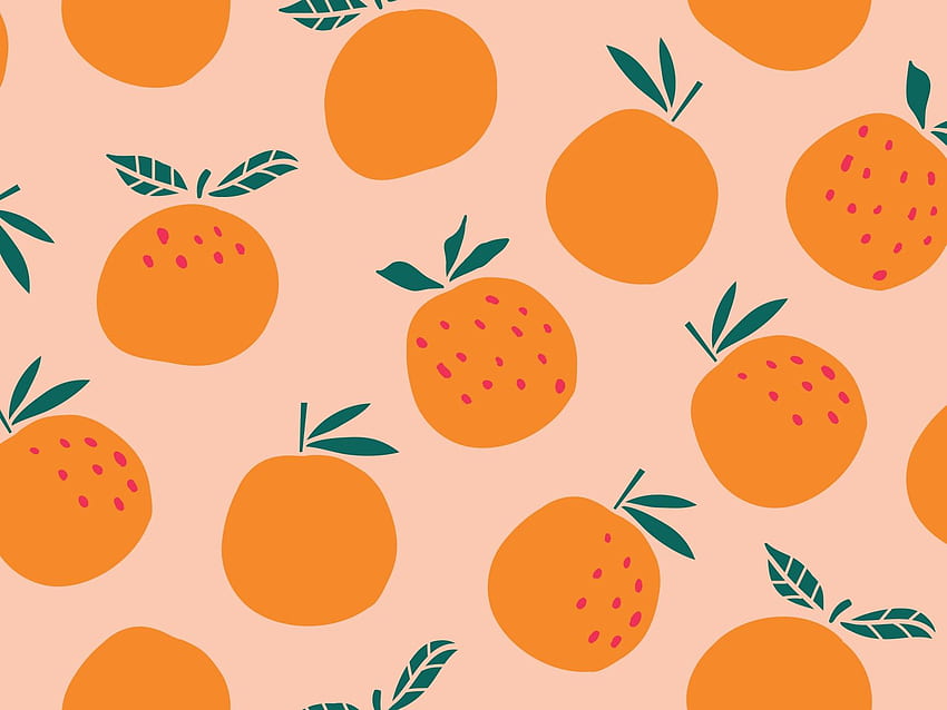 オレンジのパターン。 かわいい、アート、Macbook、フルーツ パターン 高画質の壁紙