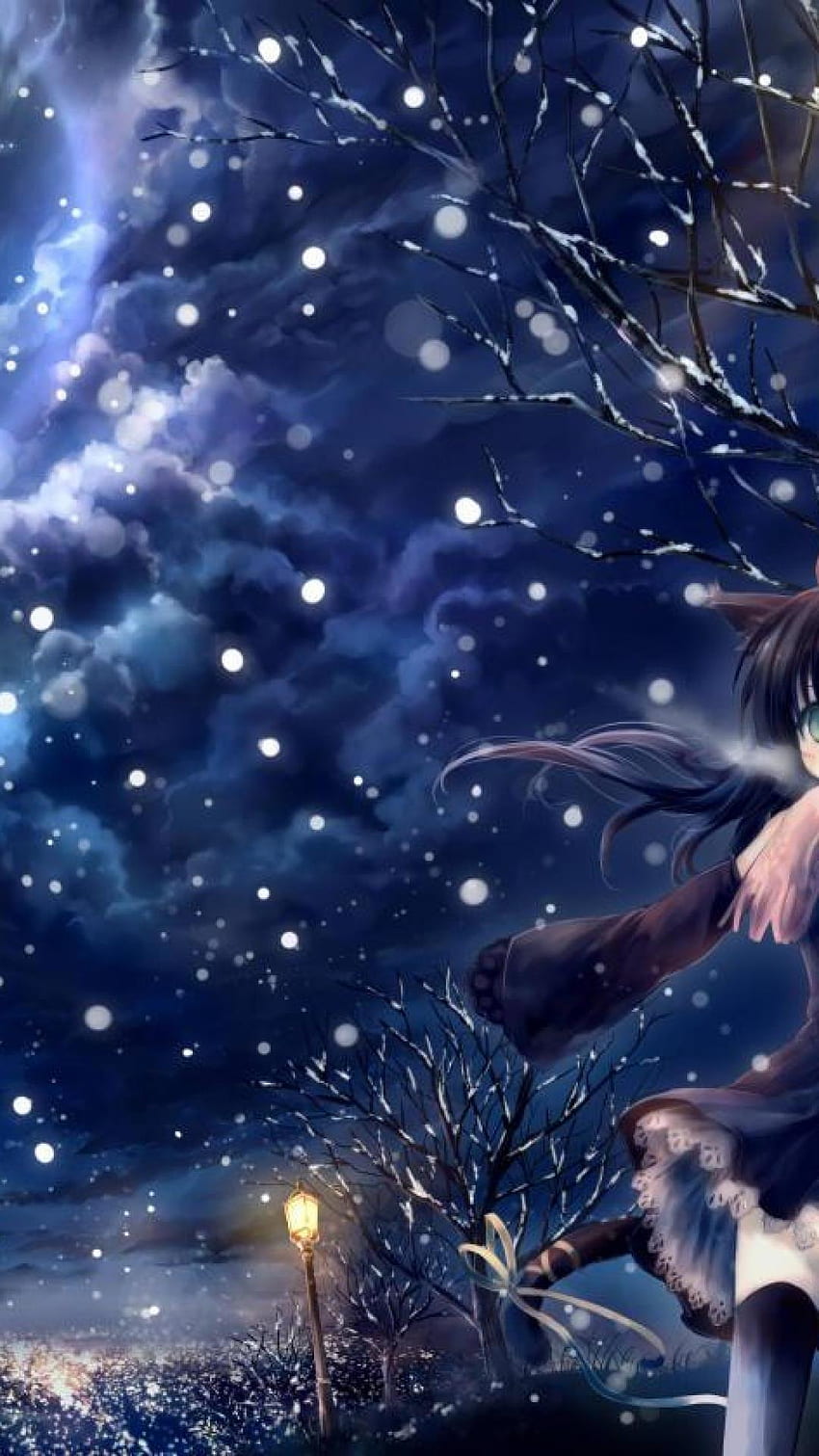 Winter Anime HD phone wallpaper