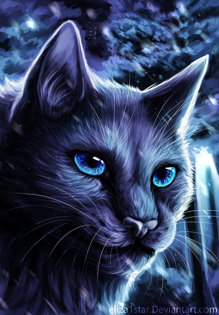 Warrior Cats Bluestar , hermoso gato oscuro fondo de pantalla del teléfono