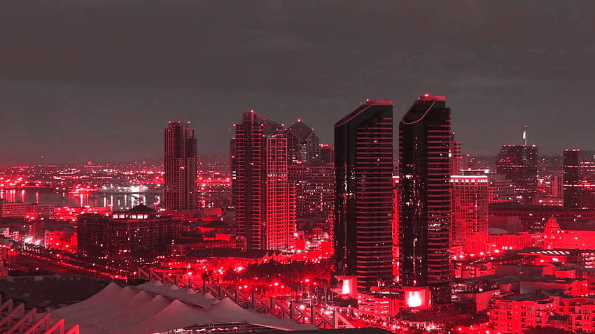 Tło Czerwone Wieżowce. Wieżowce w Nowym Jorku, drapacze chmur w Hongkongu i chmury drapaczy chmur, czerwony pejzaż miejski Tapeta HD