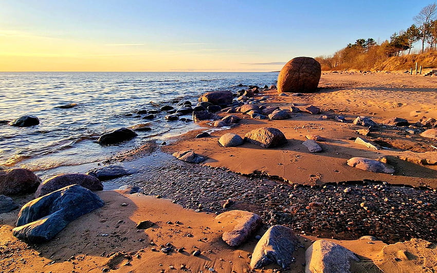 Rocky Beach in Latvia, sea, Latvia, rocks, beach HD wallpaper