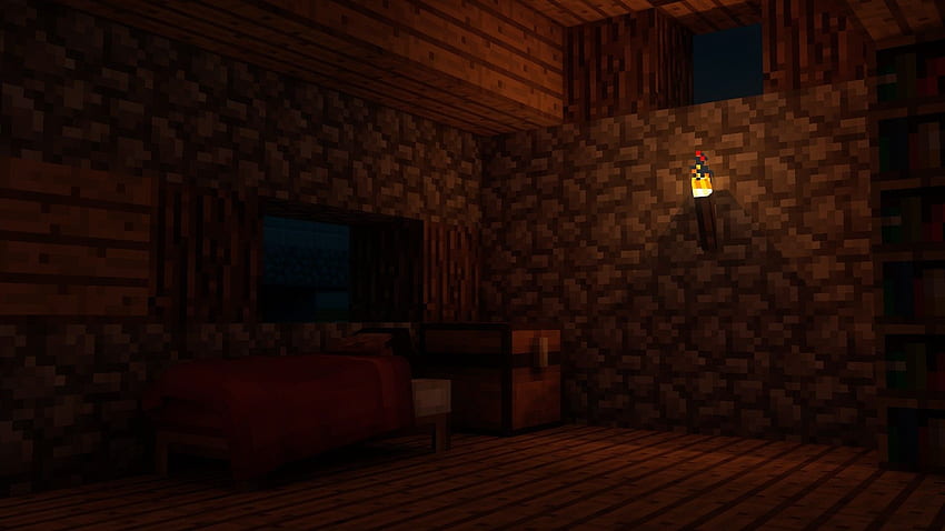 Minecraft, Video Games, Bed, House, Sleeping, Night HD wallpaper