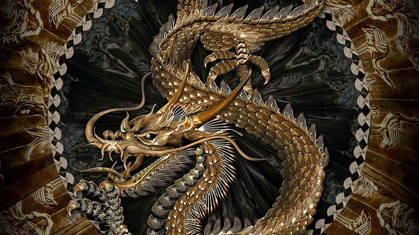 GOLDEN DRAGON, TOED, GOLDEN, CHINESE, DRAGON, FOUR HD wallpaper