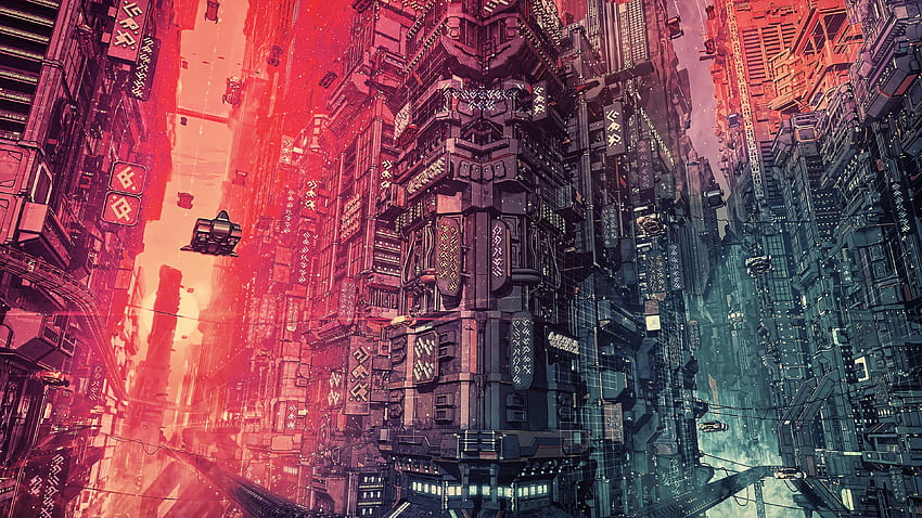 masa depan, cyberpunk, artis, karya seni, seni digital, , , fiksi ilmiah. Mocah, Seni Kota Masa Depan Wallpaper HD