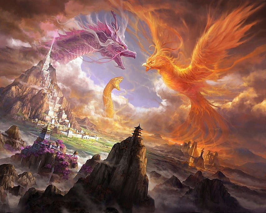 Phoenix dragon snake art . Graphics, Mythical Phoenix HD wallpaper