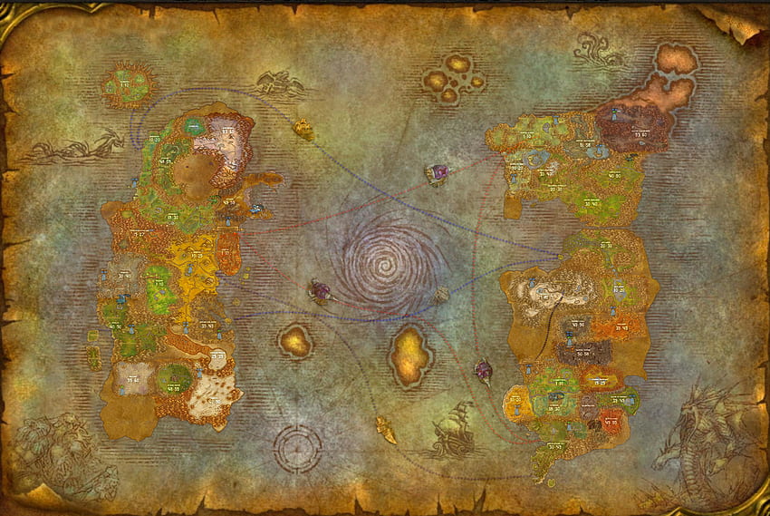Carte détaillée de WoW Classic, Carte de World of Warcraft Fond d'écran HD