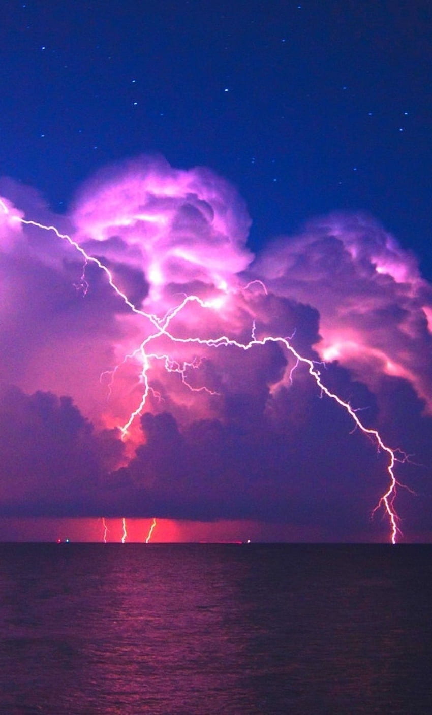 Lightning Pink Sky iPhone , , Background, and , Aesthetic Thunder HD phone wallpaper