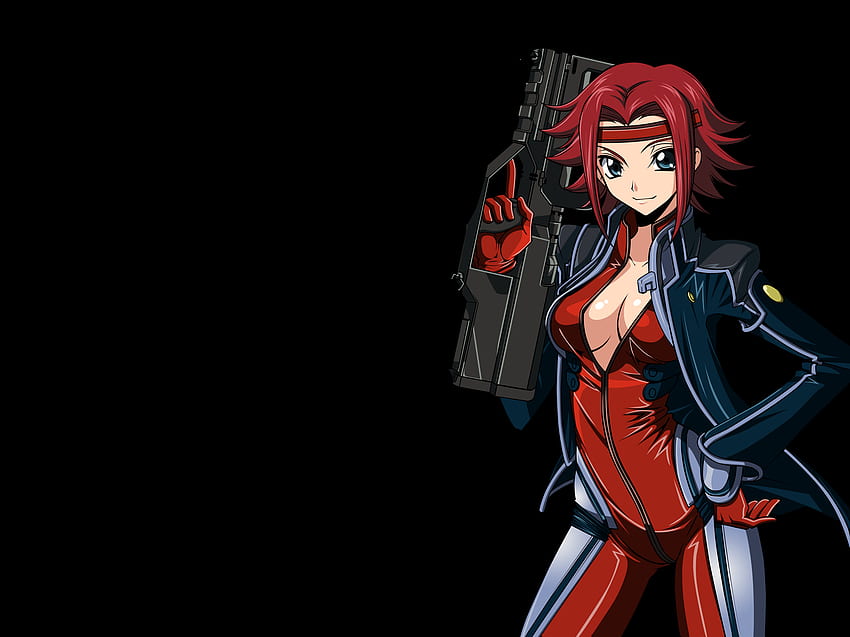 blue eyes code geass gun kallen stadtfeld red hair transparent vector weapon Anime HD wallpaper