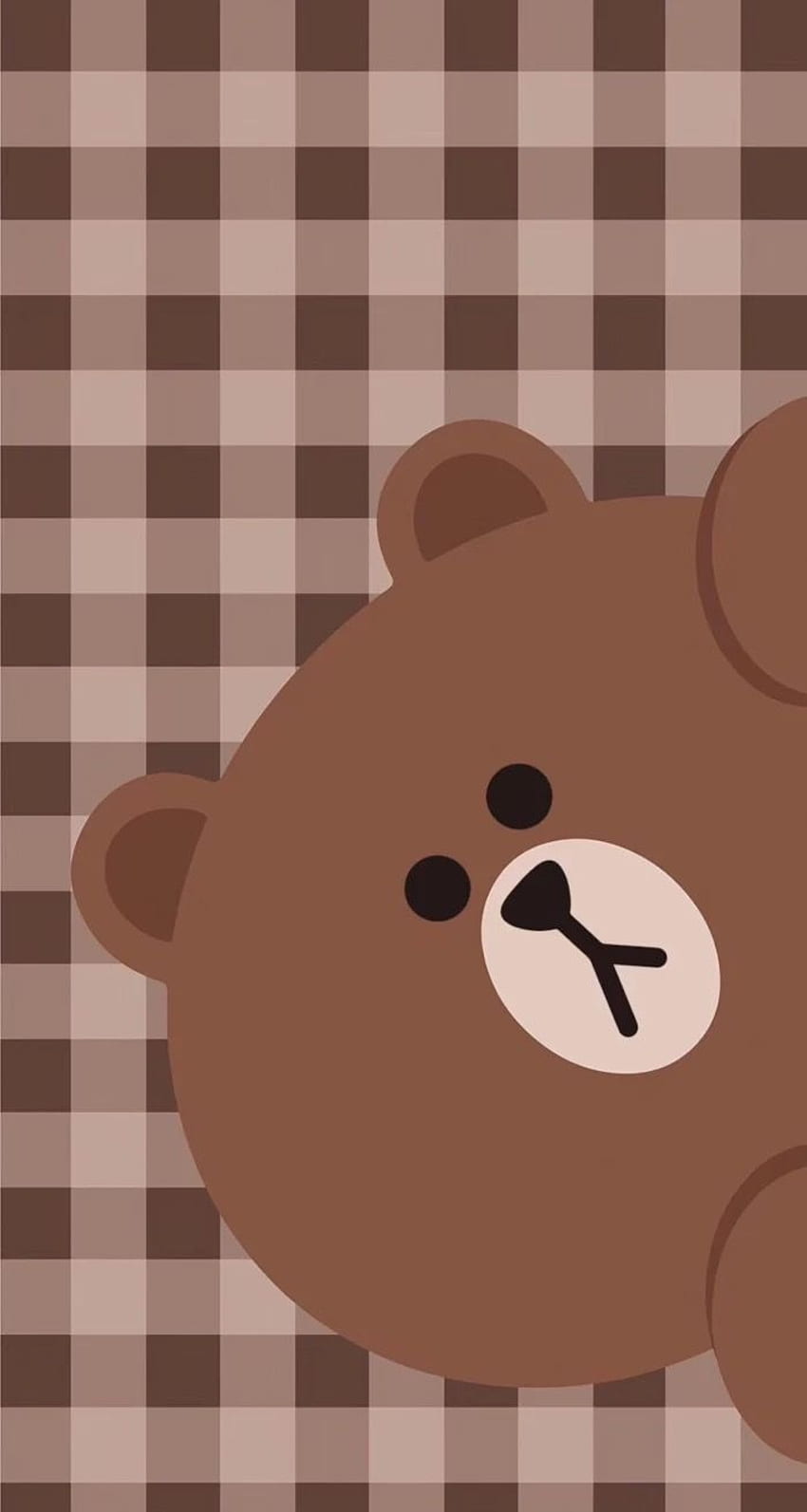 Line Charactor Cute Brown Bear Face Ilustration Art Sfondo Del Telefono