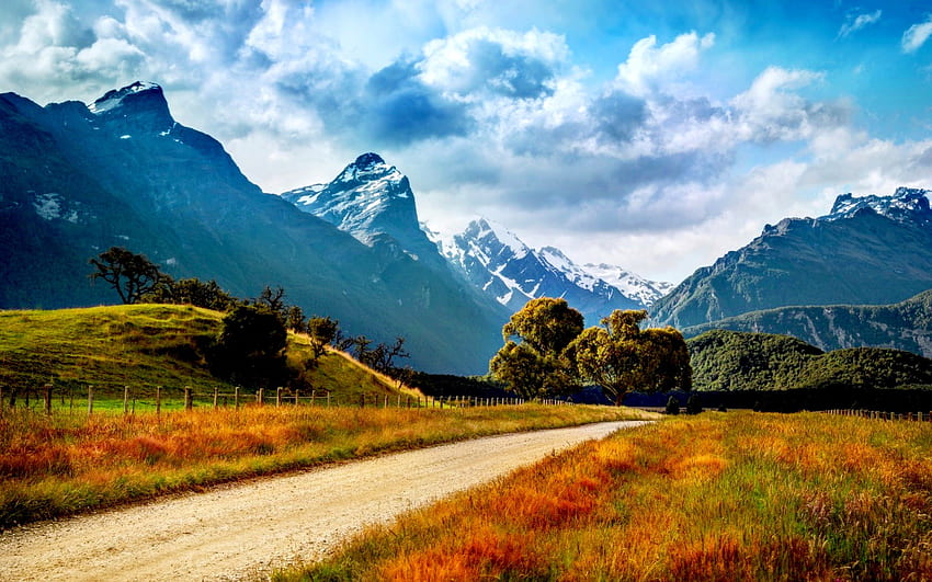MOUNTAIN ROAD, Nouvelle-Zélande, les montagnes, la route, la route, la montagne Fond d'écran HD