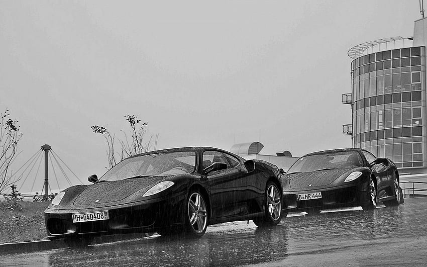Дъжд, Ferrari, Автомобили, Сграда, Bw, Chb HD тапет