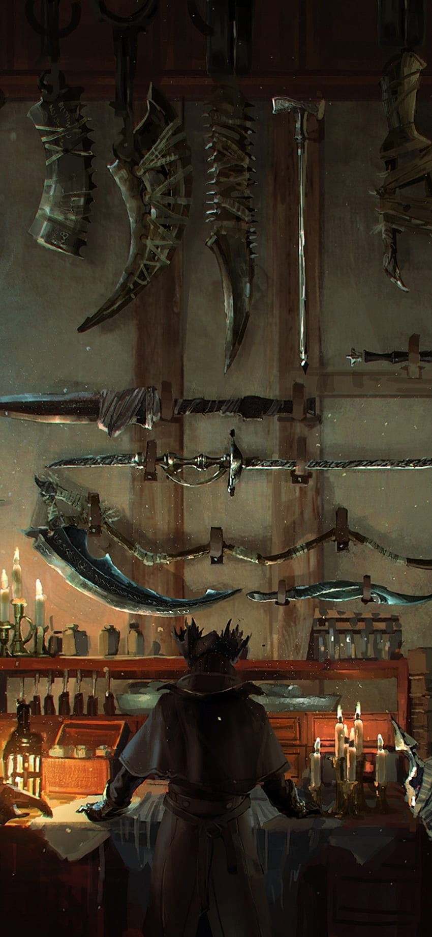 Bloodborne, Weapons, Scythe, Bow, Artwork HD phone wallpaper