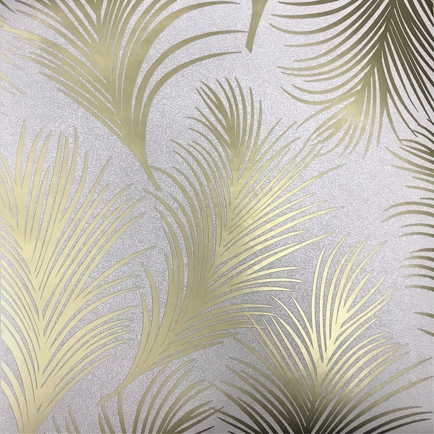 Holden Metallic Feather Pattern Leaf Motif Modern Textured Exclusive 50080 - Gold. I Want HD phone wallpaper