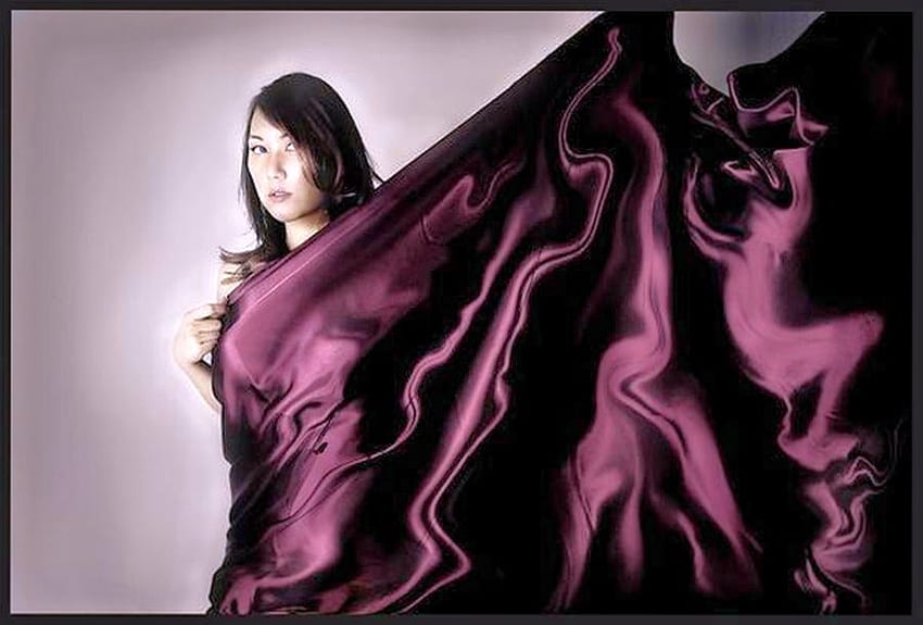 Satin flow, purple, flowing, satin, woman HD wallpaper
