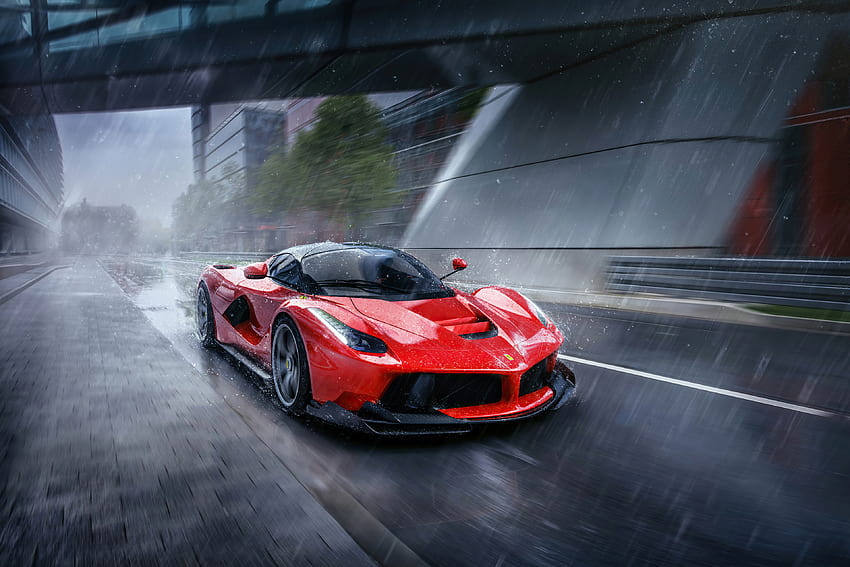 LaFerrari in rain, sport car, 2021 HD wallpaper