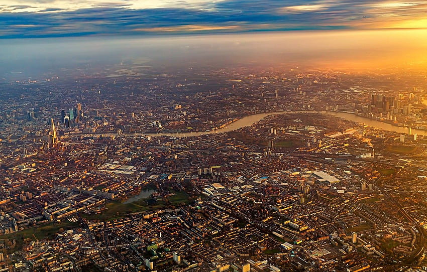 City, Flight, Sky, Sunrise, London, Airplane, Flying, England, Plane, Fly for , section город, Flying City HD wallpaper